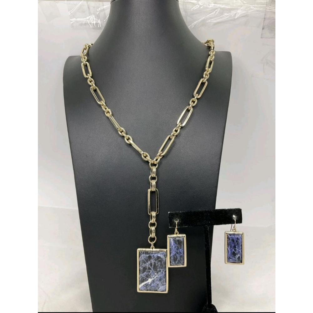 White House Black Market Blue Stone Necklace & Earrings Set | NWOT